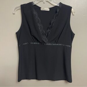 Vintage 90s Y2K Dress Barn Lace Sleeveless Top Large whimsigoth goth grunge